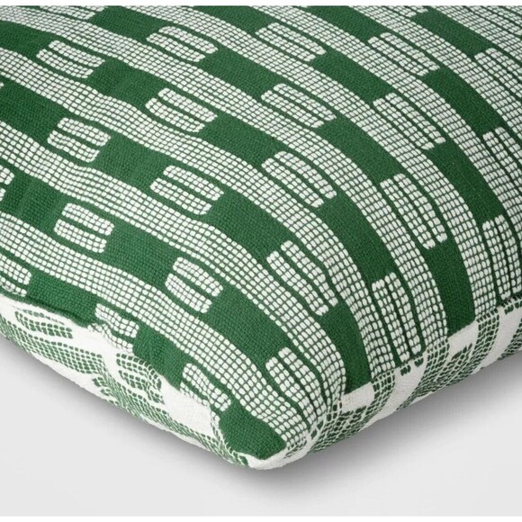 Oversized Dash Square Throw Pillow Ivory/Green - Threshold: 24"x24" - New - Picture 6 of 6